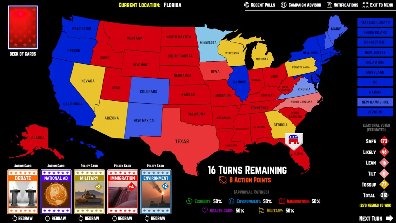 2026 U.S. Election Simulator — combate no jogo