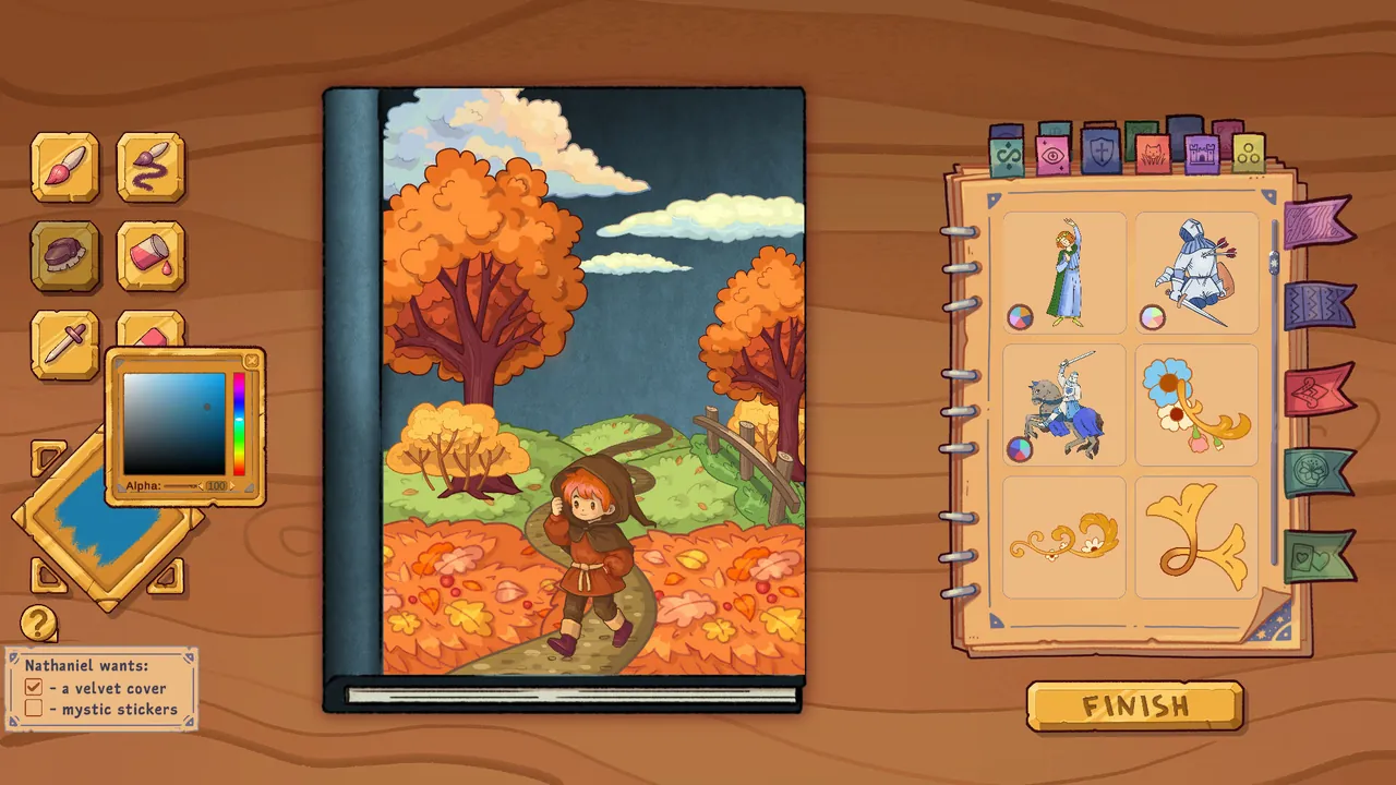 Bookbinding – Dark Cozy Sim — gameplay