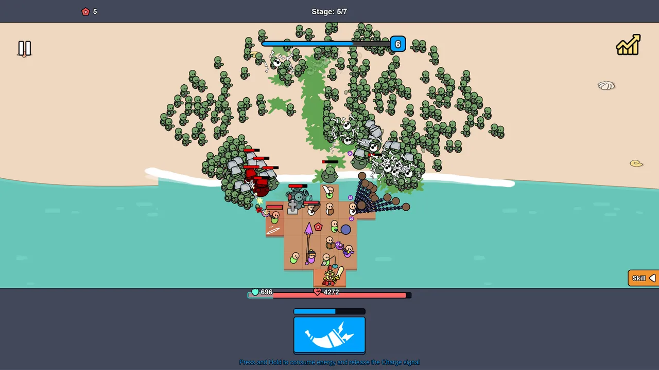 Defesa da praia: Invasão zumbi — gameplay