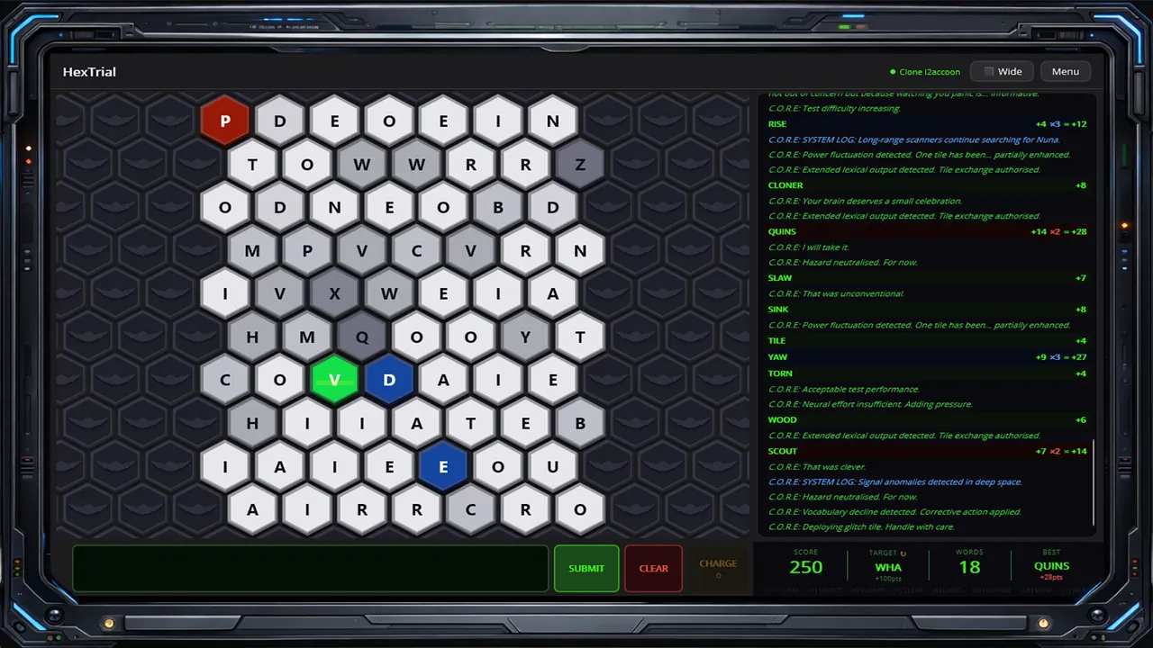 HexTrial A C.O.R.E. Cognitive Test — exploração