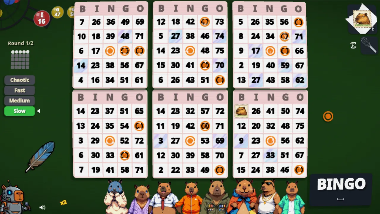 Capybara Bingo — combate no jogo